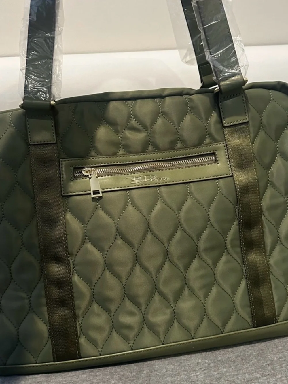 Olive Quilted Tote Bag for Men
